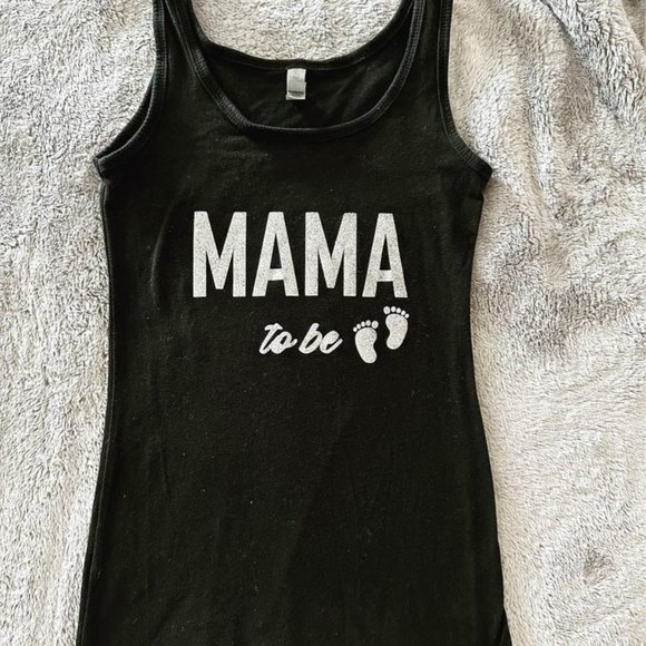 MAMA TO BE SILVER GLITTER TANK SIZE M - Picture 1 of 3